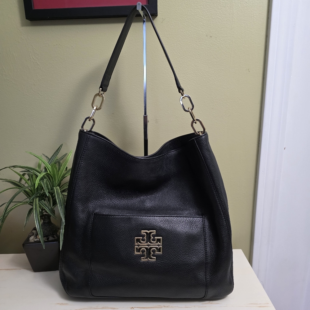 Tory Burch | Britten Black Leather Hobo Bag